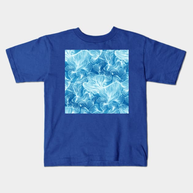 Blue Shibori Corals Kids T-Shirt by Carolina Díaz
